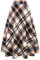Ylingjun Langer karierter Wollrock für Damen, Winter, Herbst, warm, hohe elastische Taille, A-Linie, ausgestellt, plissiert, Wolle, Schottenkaroröcke, Weiß / Braun, XX-Large