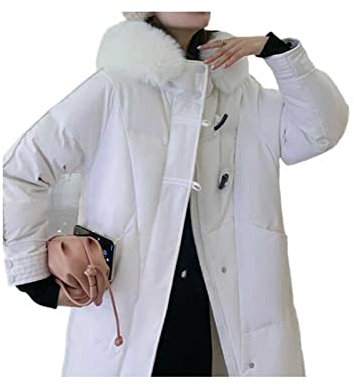 SUICRA Daunenjacken für Damen Damen-Down-Jacke-Mitte-Dicke verdickt über das Knie weiße Ente-Dach-Horn-Schnalle Winterkleidung (Size : S)