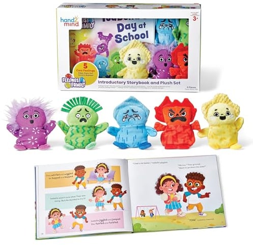 hand2mind Feelings Family Introductory Storybook and Plush Set, Toddler Emotions Books, Calm Down Corner Supplies, Social Emotional Learning, Preschool Classroom Must Haves, Emotions Toys