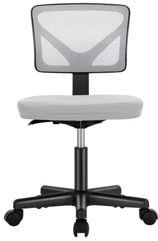 Sweetcrispy Armlose Schreibtischstühle, ergonomischer Computerstuhl mit niedriger Rückenlehne, Keine Arme, Verstellbarer Rollstuhl, Drehstuhl mit Rollen, Arbeitsstuhl für kleine Räume, Zuhause