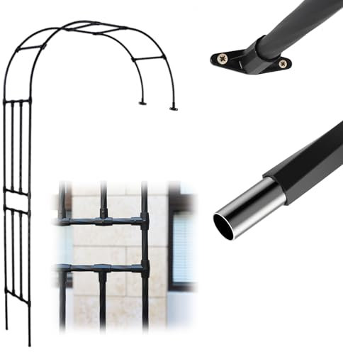 YAVYAV 94.5 H Metal Wall-Mounted Garden Arbor, Half Arch Rose Arch Trellis, Half Side Archway For Garden Decoration, 1 Pcs, Black/white(Black,120x240cm/3.9x7.9ft)