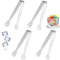 Mini Pinzas de Azúcar, 4 Unidades, Metal para Cocina, Acero Inoxidable, 11 cm, para Helado, Ensalada, Tostadora, Postres