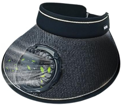 Aeutwekm Hüte mit Ventilatoren, Sonnenkappe mit Ventilator, USB-Aufladung, Sommer-Passform, Kappe mit Kühlventilator für Freizeit, Outdoor-Sport, Golf, Baseball, UV-Schutz, Schwarz, Schwarz