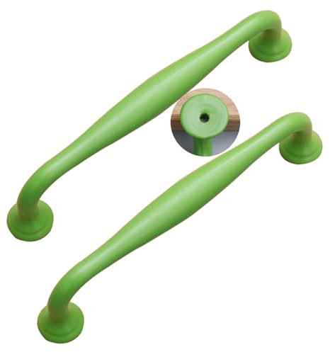 JMCXSM592 2 Stück Türklinken Bunte Kinderzimmer-Pulls Schrankgriff Möbelgriffe Aluminiumlegierung,Profilgriff Kleiderschrankgriffe Schubladen Knöpfe Möbel Hardware (Lochabstand 128mm,grün)