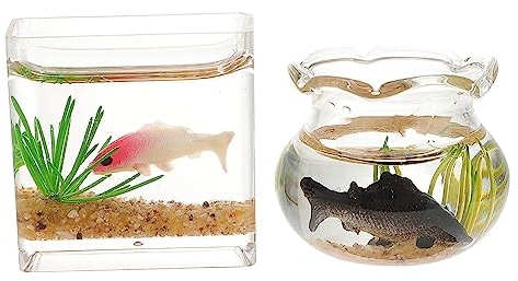 VICASKY 2stücke Miniatur Aquarium Dekoration Fisch Tank Ornamente Für Puppenhaus Und Miniatur Handwerk Zufällige Farben Innen Und Außendekoration Maßstab