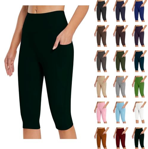 Uwdiohq Damen 3/4 Yogahose Hohe Taille Caprihose Weiß Bequeme Radlerhose Gymnastikhose Frauen Große Größen Sale Angebote Bestellung