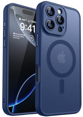 CANSHN Magnetic for iPhone 16 Pro Case, Upgraded [Full Camera Protection] [Compatible with Magsafe] [Translucent Matte] Shockproof Protective Phone Case for iPhone 16 Pro 6.3 - Deep Blue