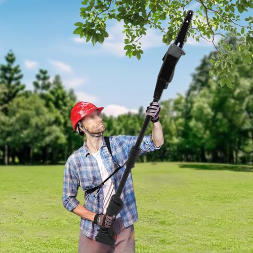 Mermajestic 552W Detachable Pole Hedge Trimmer and Chainsaw, Cutter Ultra-Light 2.3KG Alloy Carbon Steel Blade, 4.1ft Long Reach Pole Handle, Long Reach Chainsaw Hedge Cutter Hedge Trimmers