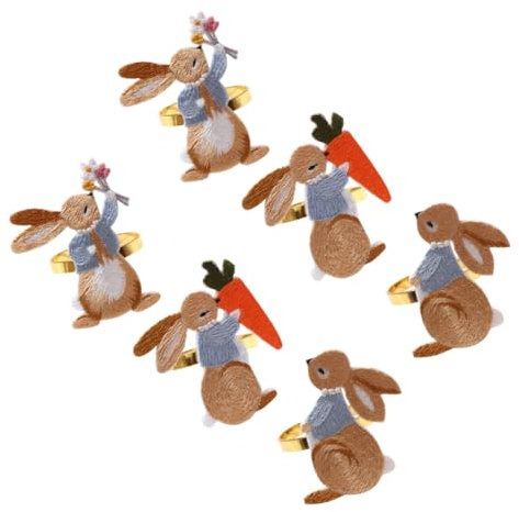 COSMEVIVI 6stücke Metall Serviettenringe Im Hasen-Design Chic Napkin Buckle Für Festliche Tischdekoration Für Ostern Und Besondere Anlässe