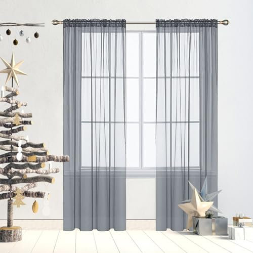 GAIFNAG Rideaux de Porte Chenille 120 x 220 cm 100% Polyester/Transparent Intérieurs Rideaux Franges Paillette pour Porte Fenetre Dressing Salon, Gris Clair