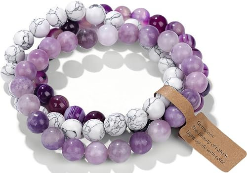 SAIBANGZI Handmade Echte Natursteinperlen Heilsteine Armband Unisex Chakren Perlenarmband, 8MM Runde Edelsteine Yoga Armbänder, Elastische Perlen Anti Stress Armband