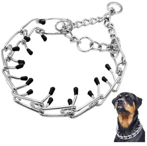 Metal Choke Chain for Dog,GWAWG Durable Thick Prong Collars for Pet Outdoor Training,Anti Bark Collars for Dogs,Small Medium Large Puppy Adjustable Silver Necklace,Personalised Dogs Collars (XL)