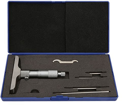 LOCADENCE Tiefenmikrometer, 0,01 mm Rundkopf Tiefenmikrometer Messgerät, Messwerkzeug mit Pleuelstangenschlüssel, Professionelles Industriewerkzeug (Locadenceu6G-01)