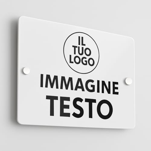 Targa personalizzabile - Tabella personalizzata - Cartello insegna plex bianco lucido personalizzata - con stampa a colori, PERSONALIZZALA QUI (15x10 cm) (BIANCO)