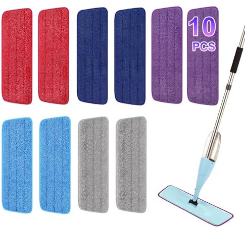 10 Pack 16.5 inch Reusable Mop Pads Microfiber Spray Mop Replacement Heads for Wet/Dry Mops Compatible with Bona Floor Care System