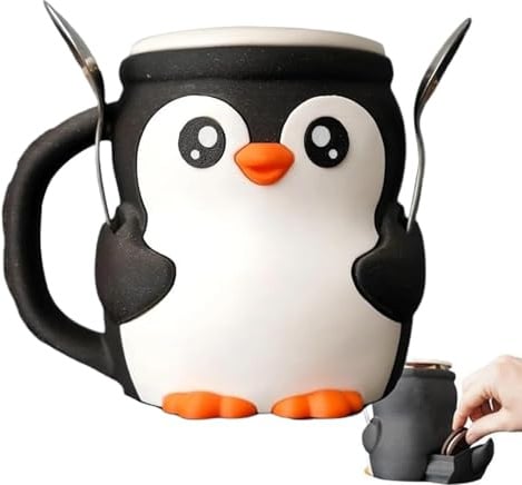 Generisch Niedlicher Pinguin Eisbecher, 3D Gedruckter Eisbecherwärmer, Penguin EisPint Behälter Mit Frostschutzmittel Und Zwei Löffel, Einzigartiges Geschenk Für Eisliebhaber