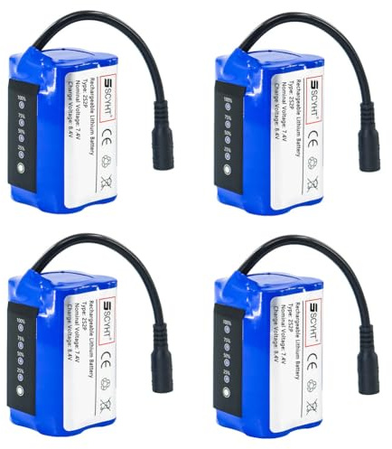 SSCYHT 7,4-Volt-Li-Ionen-Akku, 7,4 V, 5200 mAh, 9600 mAh, Ersatzakku, 7,4-V-Lithiumbatterien für Fischerboote für Motoren unter 71,04 W mit BMS,7.4v9600mah 4pack