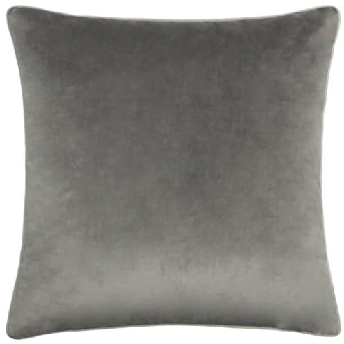 furn. Meridian Velvet Cushion Cover (Charcoal/Dove - 55 x 55cm) | Soft velvet cushion cover with contrast piping and concealed zip. 55 x 55cm. Cushion cover only.