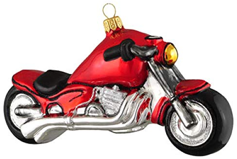 Gartenschätze Christbaumschmuck,Weihnachtskugel Motorrad,Chopper rot, 16 cm