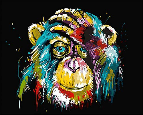 YEESAM ART Peinture Numero Singe coloré, Bricolage Peinture par Numero 40x50 cm Acrylique Decoration Murale
