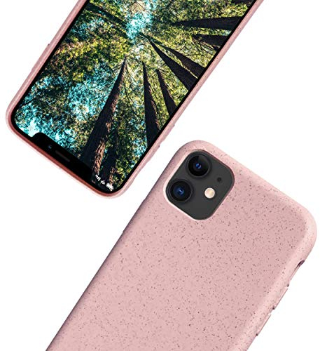 eplanita Bio Case iPhone 11 Hülle, Biologisch abbaubar und Kompostierbar Pflanzenfaser und weiche TPU, Drop-Schutz-Abdeckung, Umweltfreundlich Null Müll (Rosa, iPhone 11)