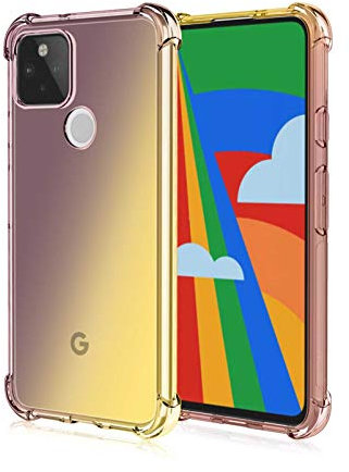 GOGME Hülle für Google Pixel 4a 5G Hülle, Farbverlauf-TPU Handyhülle, [Vier Ecken Verstärken] Weiche Transparent Silikon Soft TPU Case Schock-Absorption Durchsichtig Schutzhülle (Schwarz/Gold)