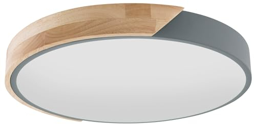 Näve Leuchten - LED Deckenleuchte Borneo aus Eiche und Metall - 3000K, 630lm, 12W - Deckenlampe für Wohnzimmer oder Schlafzimmer - Grau, 31 cm