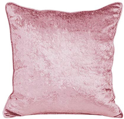 HOMESCAPES Housse de Coussin en Velours martelé Rose poudré, 45 x 45 cm