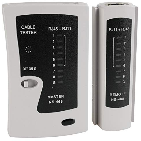 AIXONTEC LAN Tester Netzwerkkabel Prüf Gerät RJ45 RJ11 Kabel Prüfer Netzwerkprüfgerät LANprüfer Leitungstester Durchgangsprüfer l Kabeltester ISDN Testgerät