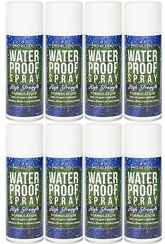 Pro-Kleen Fabric Waterproof Protector Spray - Repels Water and Oil for Clothing, Carpets, Backpacks, Tents and More - Leaves a Long-lasting and Invisible Finish (8 x 400ml)