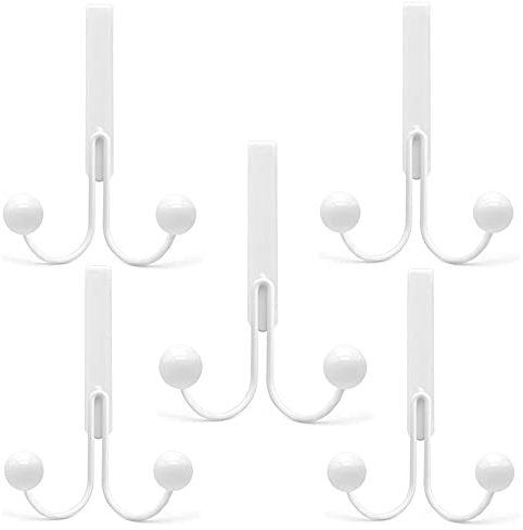 HILELIFE 5 Pack Over The Door Hooks for Clothes, Metal Over The Door Hanger 2 Hooks Over Door Hooks for Hanging Coats, Bags, Pants, Hats, Scarves, Fit Doors Up to 1.4 in