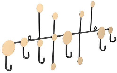 AYNEFY Garderobenhaken Garderobenleiste Moderne Wandgaderobe Tür Hakenleiste Elegant Wandhaken mit 6 Haken für Bad Küche Wohnzimmer Flur, Golden und Schwarz
