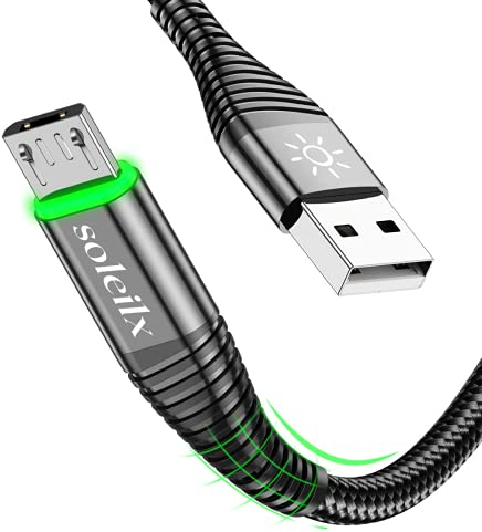Cavo Usb Micro Usb 1M Ricarica Rapida 3A Cavo Micro Usb Trasferimento Dati Cavetto Usb Gommato in Nylon Indicatore Led Cavo Android Compatibile con Samsung S5/S6/S7 Samsung Galaxy Huawei PS4,LG,Kindle