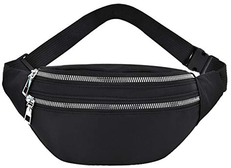 ALEOHALTER Bauchtasche für Damen und Herren, Bauchtasche für Kinder und Jugendliche, wasserdichte Hüfttasche mit mehreren Taschen, Freizeittasche, Hüfttasche für Reisen und Wandern, Schwarz