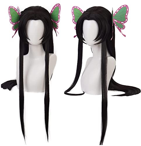 Schwarze lange Perücke mit Haarclip für Frauen Halloween gerade Haare | Konventionen Cos Anime Party Hitzebeständig Kunststoff Kostüm Haare