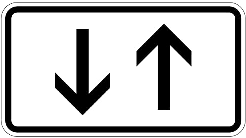 Aufkleber Verkehr Zusatzzeichen Beide Richtungen StVO Hinweis Schild Folie selbstklebend | Größe wählbar Made in Germany, Größe: 21x11,5 cm