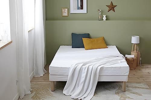 Abeil - Matelas en Mousse AB100 Duo - 1 Face Moyen H2, 1 Face Ferme H3 - Housse Microfibre Ultra Douce, Amovible & Lavable en Machine - Certifié Oeko-Tex - Blanc, 140 x 190 cm