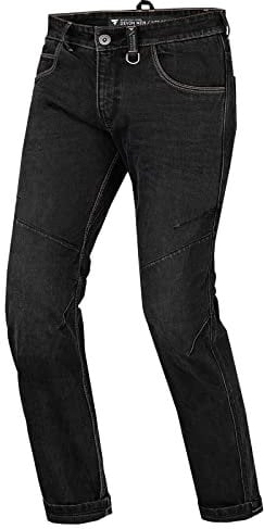 SHIMA DEVON Jeans Moto - Pantaloni Biker Ventilato Elastico Vestibilità Slim con Rinforzi in FiberQL, Protezioni CE per Ginocchia e Fianchi (Uomo, Nero, 34 LONG)