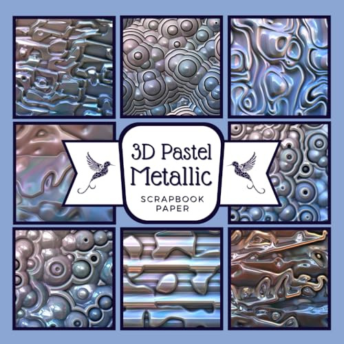 3D Pastel Metallic Scrapbook Paper: Extraordinary Cast Metal Designs In Pearlescent Marble Finishes. An Intense, Remarkable And Powerful Aesthetic. ... Decorative Crafting, Size 8.5 x 8.5 inches.