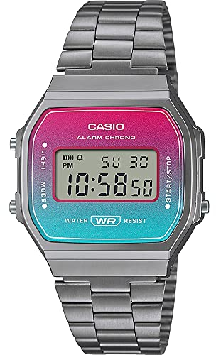 Casio Orologio Quarzo Unisex, misura cassa 37.00mm con quadrante Two tone Digitale e cinturino Argento in Cinturino in metallo A168WERB-2AEF