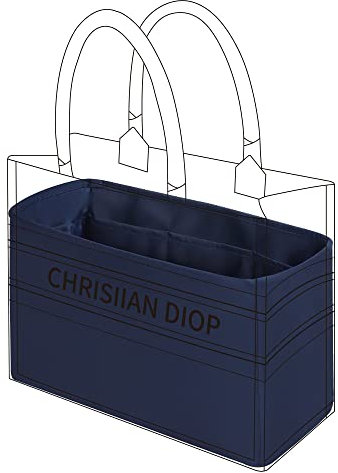 DGAZ Taschen Organizer Einsatz, Seide Taschenorganizer für Dior Book Tote Mini/S/M/L Tasche, Seidige Berührung Bag in Bag Organizer (Blue nuit, Large)