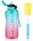 MYFOREST Botella grande de 2,2 litros/2200 ml, marca de tiempo para hidratación motivadora, a prueba de caídas, sin BPA, cierre plegable/pajita/apertura ancha para limpieza: botella de agua