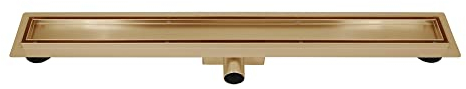 GUIDO GUSTO Befliesbare Duschrinne aus Edelstahl | Kupfer Gebürstet | 7cm x 70cm | Befliesbarer Duschablauf - Komplettset mit Haarsieb und Siphon | höhenverstellbarer Bodenablauf | Fliesenrost