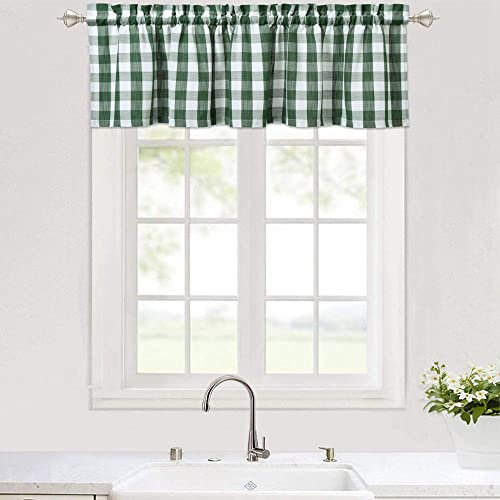 LUMoony Kurzstores Gardinen Küche Vorhänge Gardine Karierte Küche Gardine Scheibengardine Vintage Bistrogardine Kurzvorhang Kariert Café-Vorhänge Baumwolle Leinen Kurzgardine 1Pcs