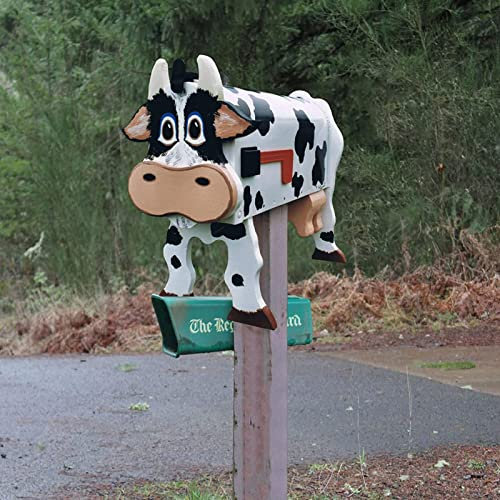 Briefkasten aus Metall, Kuh, handgefertigt, lustig, niedlich, für den Außenbereich, Bauernhof, Garten, Tiere, Kühe, Briefkästen, Kuh, Bauernhof, Gartendekorationen