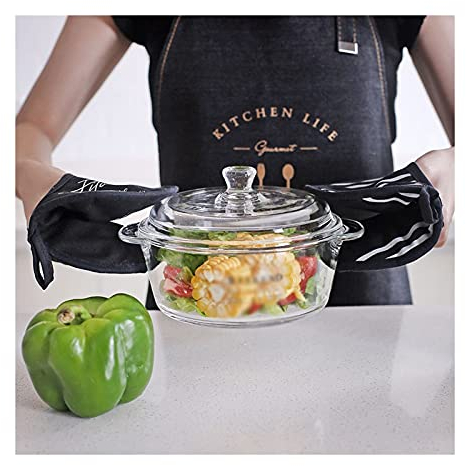 Tazones de Ensaladera Tazón de vidrio transparente con tapa redondo de doble oreja de fideos instantáneos de fideos de cristal ensalada de cristal ensalada mezclando recipientes de comida for el hogar