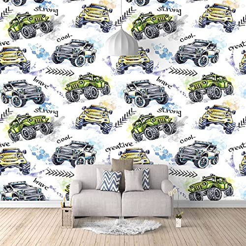 Papier Peint Mural 3D Fond De Salon Chambre Papier Peint Voiture De Course Voiture De Sport 3D Enfant Chambre Murale Salon Chambre Maternelle Centre D'Éducation Préc 300 (largeur) x 210 (hauteur) cm