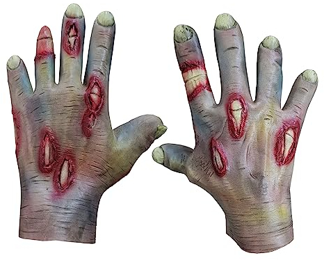 Young Wolf Zombie-Handschuhe für Erwachsene, Zombie, Ghoulish, Fleisch, Zombie, Latex, Zombie-Handschuhe, Hände für Halloween-Party und Cosplay, Hautfarbe, One size