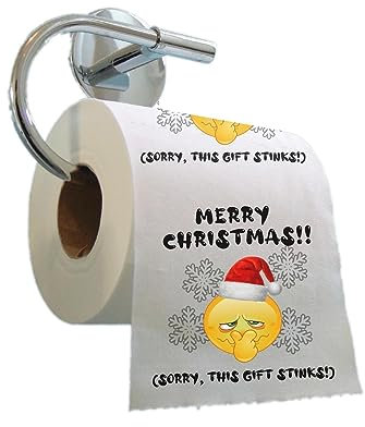 Funny Toilet Paper - Merry Christmas (Sorry, This Gift Stinks) - Funny Gift - Printed Loo Roll - Novelty Present - Secret Santa - Stocking Filler & Silly Christmas Party Decorations