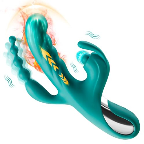 BEBEBEER Rabbit Vibrator Dildo Sex Toys, 3 in 1 Adult Toy with Anal Beads